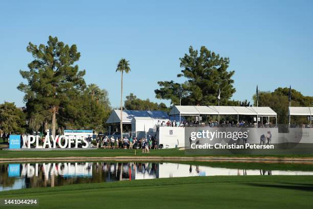 General view as Padraig Harrington of Ireland putts on the 1th green during the third round of the Charles Schwab Cup Championship at Phoenix Country...