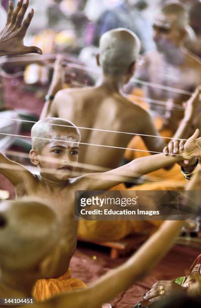 The Janoi Ceremony, Thread Ceremony Of Young Brahmin Boys In Bombay Now Mumbai, India.