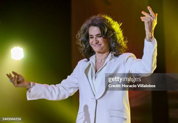 Brazilian singer Simone performs at Salao Preto e Prata of Estoril Casino celebrating her 50-year career, and presents the new album "Da Gente" on...