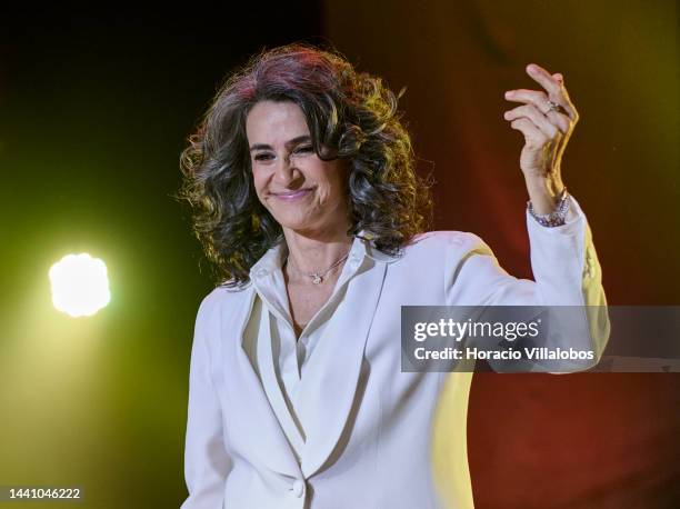 Brazilian singer Simone performs at Salao Preto e Prata of Estoril Casino celebrating her 50-year career, and presents the new album "Da Gente" on...