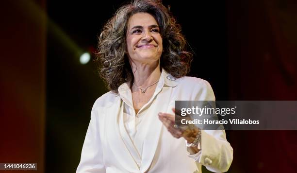 Brazilian singer Simone performs at Salao Preto e Prata of Estoril Casino celebrating her 50-year career, and presents the new album "Da Gente" on...