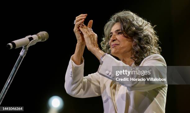 Brazilian singer Simone performs at Salao Preto e Prata of Estoril Casino celebrating her 50-year career, and presents the new album "Da Gente" on...