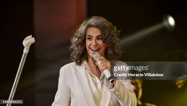 Brazilian singer Simone performs at Salao Preto e Prata of Estoril Casino celebrating her 50-year career, and presents the new album "Da Gente" on...