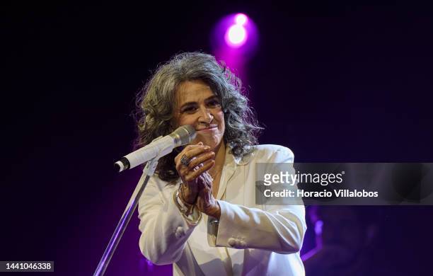 Brazilian singer Simone performs at Salao Preto e Prata of Estoril Casino celebrating her 50-year career, and presents the new album "Da Gente" on...