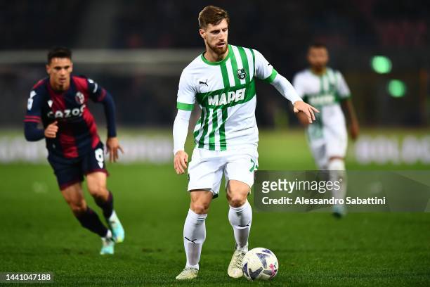 Georgis Kyriakopoulos of US Sassuolo in action during the Serie A match between Bologna FC and US Sassuolo at Stadio Renato Dall'Ara on November 12,...