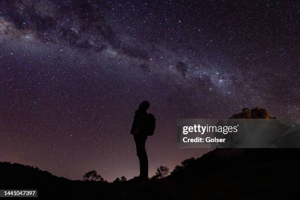regarder la cheminée des étoiles - vue nocturne photos et images de collection