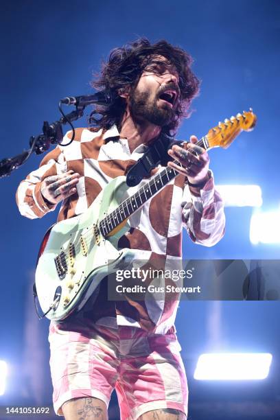 Simon Neil of Biffy Clyro performs on stage at The O2 Arena on November 12, 2022 in London, England.