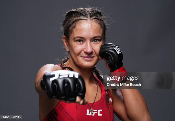 Karolina Kowalkiewicz of Poland poses for a portrait after her victory during the UFC 281 event at Madison Square Garden on November 12, 2022 in New...