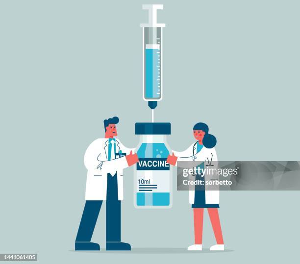 stockillustraties, clipart, cartoons en iconen met inject vaccine - viral shedding