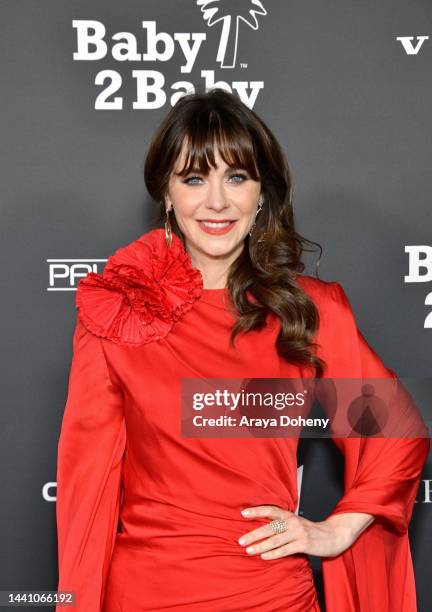 Zooey Deschanel attends the 2022 Baby2Baby Gala presented by Paul Mitchell at Pacific Design Center on November 12, 2022 in West Hollywood,...