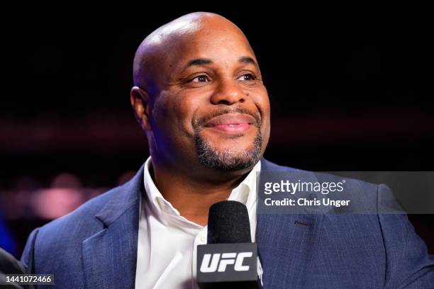 Daniel Cormier anchors the broadcast during the UFC 281 event at Madison Square Garden on November 12, 2022 in New York City.