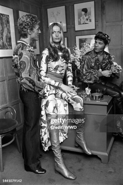 Giorgio di Sant'Angelo, Veruschka and Ara Gallant attend a party to celebrate Veruschka's return to New York from Germany in Sant'Angelo's 58th...