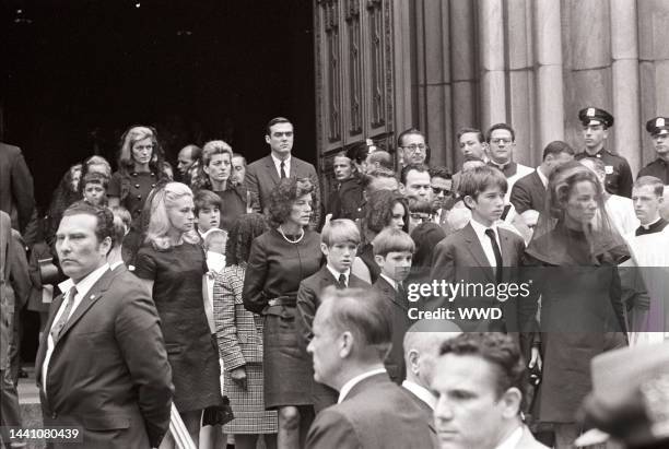 Ethel Kennedy with her sons Robert Jr, Michael and David at the funeral for Robert F. Kennedy in New York