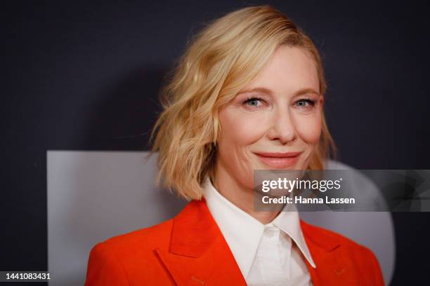 Cate Blanchett poses at a special screening for TÁR at Cremorne Orpheum on November 13, 2022 in Sydney, Australia.