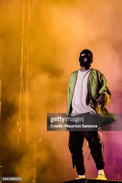 Tyler Joseph of Twenty One Pilots performs live on stage during GPWeek Festival 2022 at Allianz Parque on November 12, 2022 in Sao Paulo, Brazil.