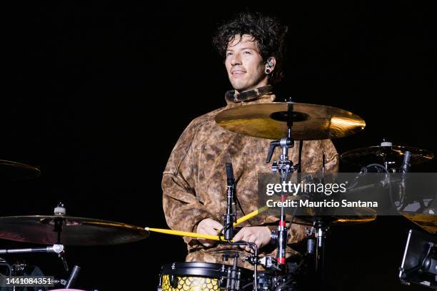 Josh Dun of Twenty One Pilots performs live on stage during GPWeek Festival 2022 at Allianz Parque on November 12, 2022 in Sao Paulo, Brazil.