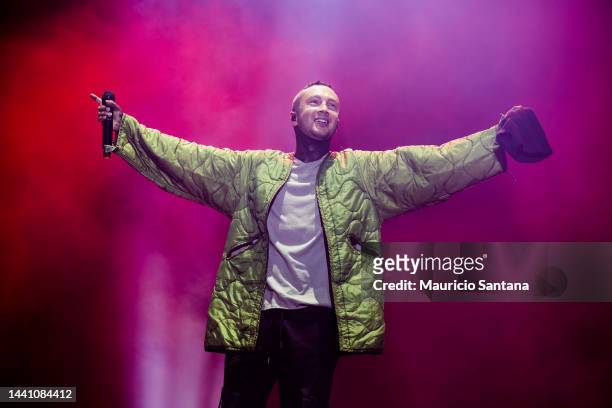 Tyler Joseph of Twenty One Pilots performs live on stage during GPWeek Festival 2022 at Allianz Parque on November 12, 2022 in Sao Paulo, Brazil.