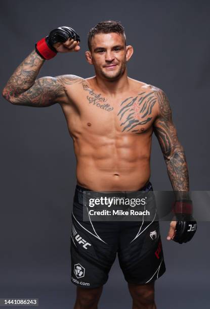 Dustin Poirier poses for a portrait after his victory during the UFC 281 event at Madison Square Garden on November 12, 2022 in New York City.