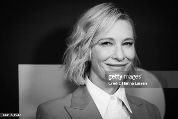 Cate Blanchett poses at a special screening for TÁR at Cremorne Orpheum on November 13, 2022 in Sydney, Australia.