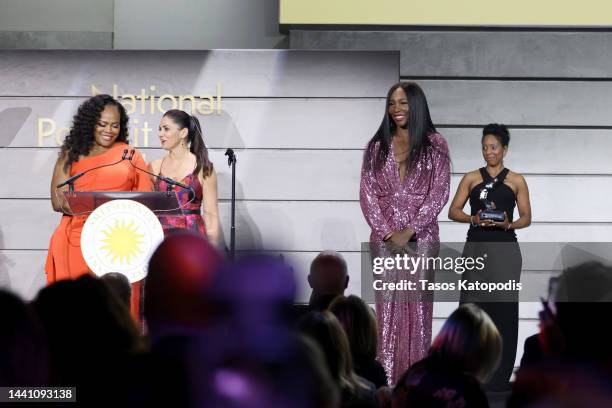 Isha Price, Sonya Haffey and Venus Williams attend the 2022 Portrait Of A Nation Gala on November 12, 2022 in Washington, DC.