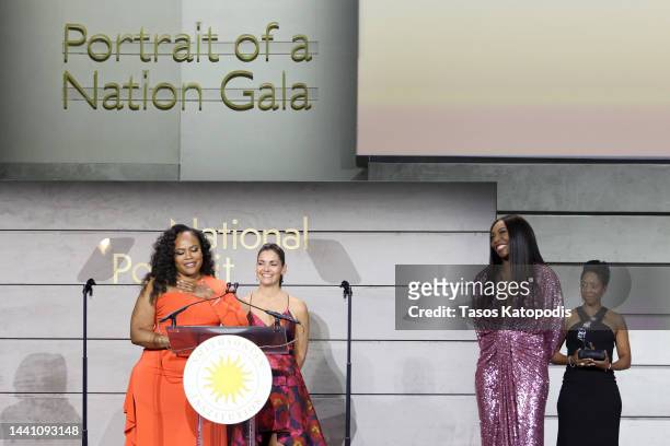 Isha Price, Sonya Haffey and Venus Williams attend attend the 2022 Portrait Of A Nation Gala on November 12, 2022 in Washington, DC.