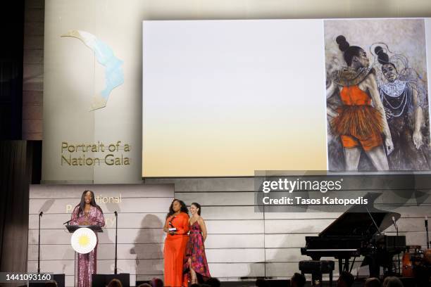 Venus Williams, Isha Price and Sonya Haffey attend the 2022 Portrait Of A Nation Gala on November 12, 2022 in Washington, DC.