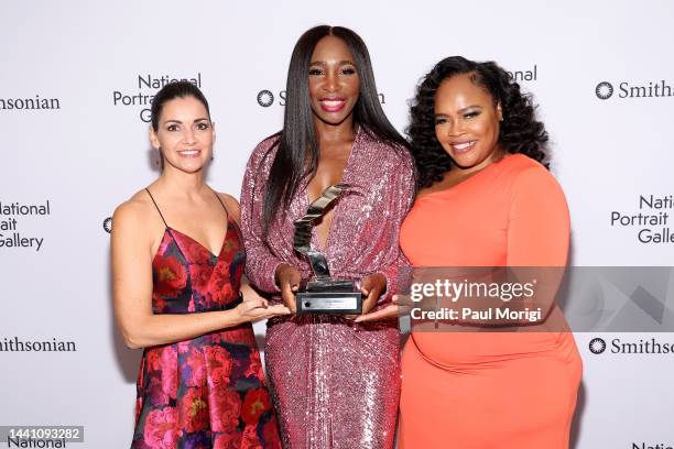 Sonya Haffey, Venus Williams and Isha Price attend the 2022 Portrait Of A Nation Gala on November 12, 2022 in Washington, DC.