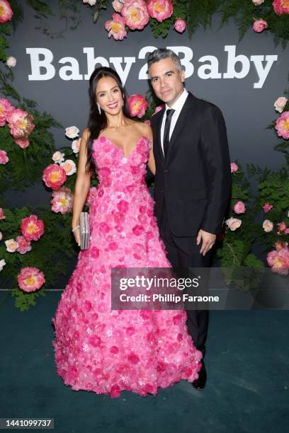 Jessica Alba and Cash Warren attend the 2022 Baby2Baby Gala presented by Paul Mitchell at Pacific Design Center on November 12, 2022 in West...