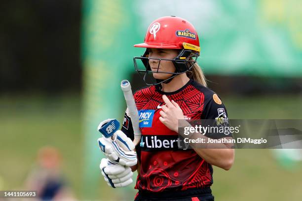 Sophie Molineux of the Renegades is pictured leaving the field after being dismissed during the Women's Big Bash League match between the Melbourne...