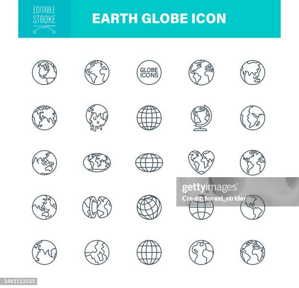 stockillustraties, clipart, cartoons en iconen met earth globe icons editable stroke - wereldbol