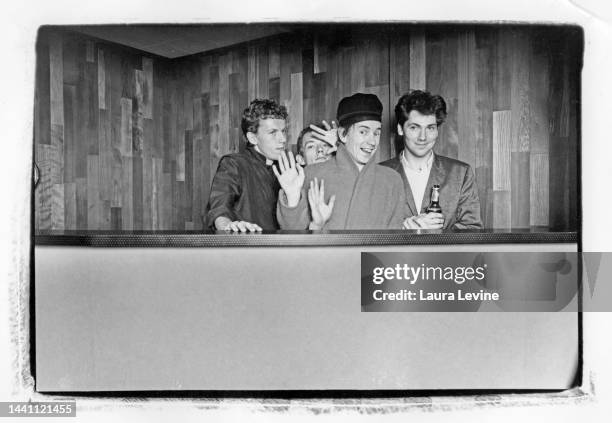 English post-punk group Public Image Ltd. Pose for a portrait at a rehearsal studio in 1982 in New York City, New York.