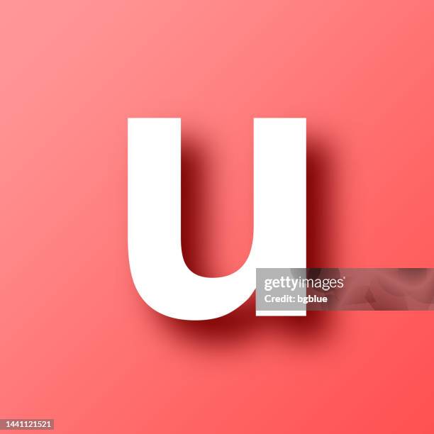 letter u. icon on red background with shadow - letter u stock illustrations