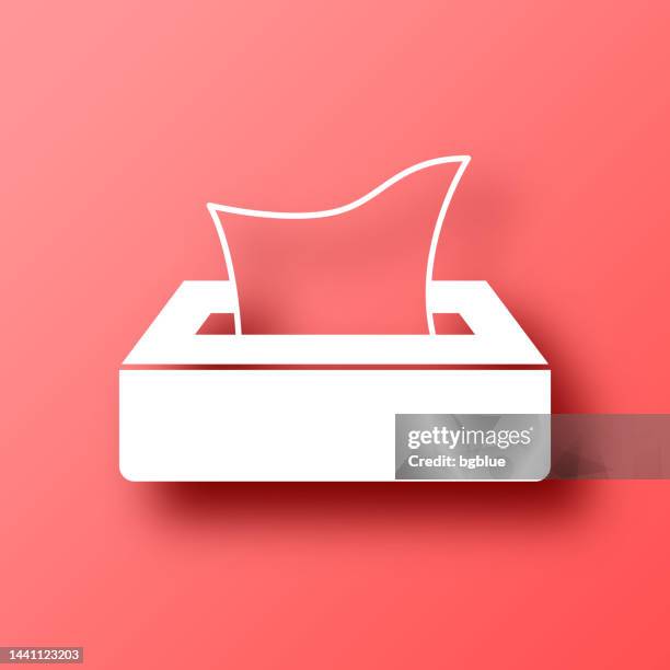 tissue box. icon on red background with shadow - tissue box stock illustrations