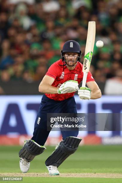 Jos Buttler of England bats during the ICC Men's T20 World Cup Final match between Pakistan and England at the Melbourne Cricket Ground on November...