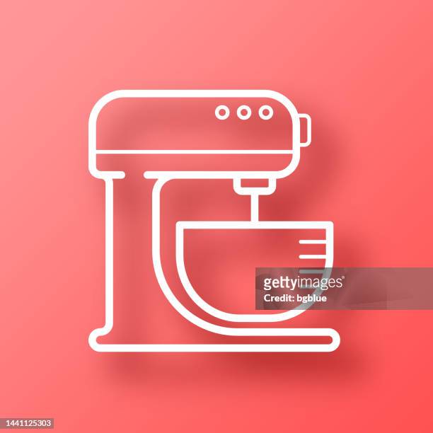 ilustraciones, imágenes clip art, dibujos animados e iconos de stock de batidora. icono sobre fondo rojo con sombra - robot de cocina
