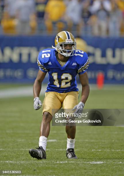 Defensive back Bernard Lay of the University of Pittsburgh Panthers looks on from the field during a college football game against the Youngstown...