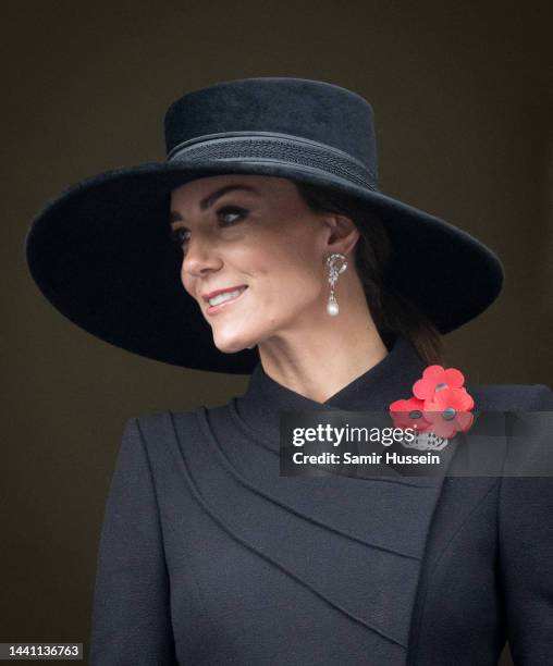 Catherine, Princess of Wales during the National Service Of Remembrance at The Cenotaph on November 13, 2022 in London, England.