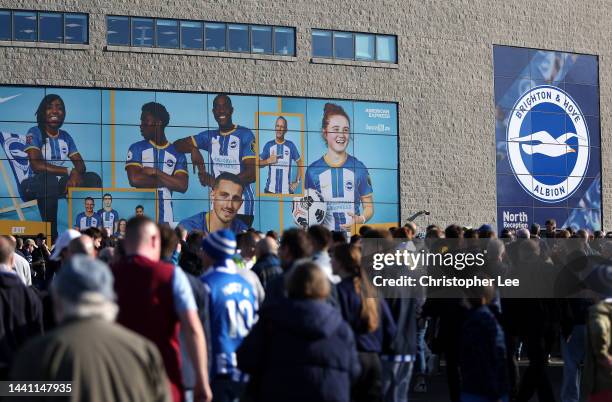 General view outside the stadium prior to the Premier League match between Brighton & Hove Albion and Aston Villa at American Express Community...