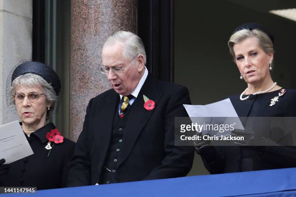 Birgitte, Duchess of Gloucester, Prince Richard, Duke of Gloucester, and Sophie, Countess of Wessex attend the National Service Of Remembrance at The...
