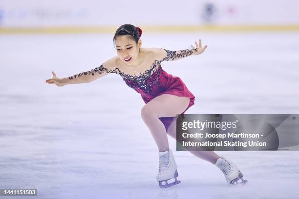 Mai Mihara of Japa competes in the Women's Free Skating during the ISU Grand Prix of Figure Skating at iceSheffield on November 13, 2022 in...