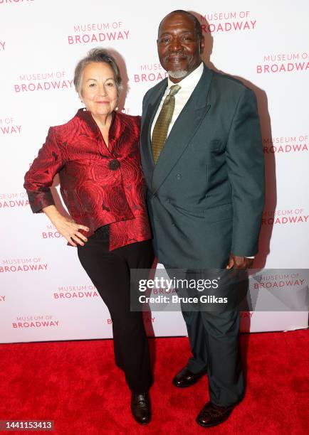 Deborah Brevoort and Chuck Cooper pose at The Museum of Broadway Opening Night at The Museum of Broadway on November 12, 2022 in New York City.