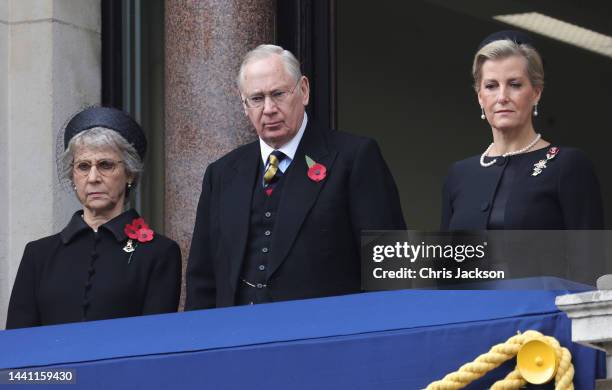 Birgitte, Duchess of Gloucester, Prince Richard, Duke of Gloucester, and Sophie, Countess of Wessex attend the National Service Of Remembrance at The...