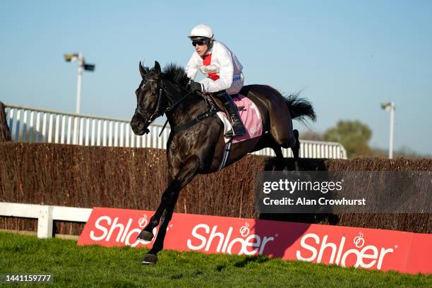 Harry Skelton riding Nube Negra on their way to winning The Shloer Chase at Cheltenham Racecourse on November 13, 2022 in Cheltenham, England.