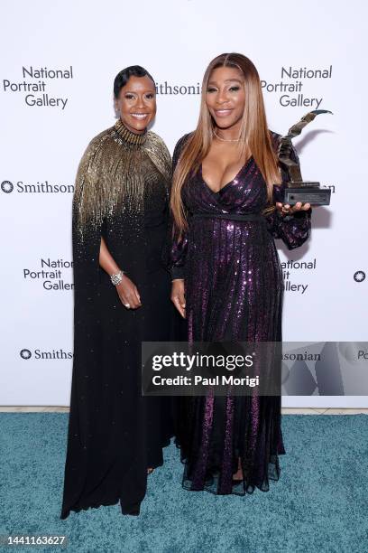 Mellody Hobson and Serena Williams attend the 2022 Portrait Of A Nation Gala on November 12, 2022 in Washington, DC.
