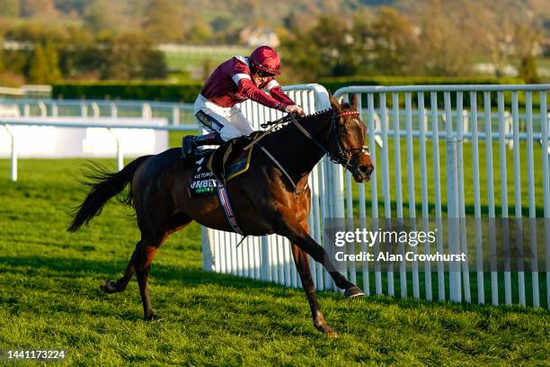 Sam Twiston-Davies riding I Like To Move It win The Unibet Greatwood Handicap Hurdle at Cheltenham Racecourse on November 13, 2022 in Cheltenham,...