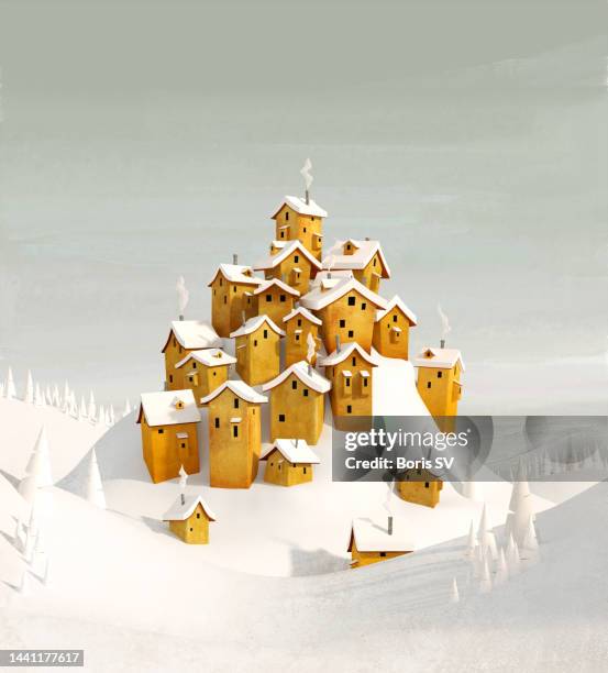 toy town in winter - apex legends stock-fotos und bilder