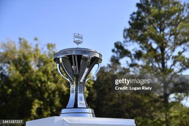 The Cadence Bank Houston Open Trophy is seen during the final round of the Cadence Bank Houston Open at Memorial Park Golf Course on November 13,...