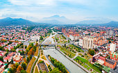 Vladikavkaz city aerial panoramic view