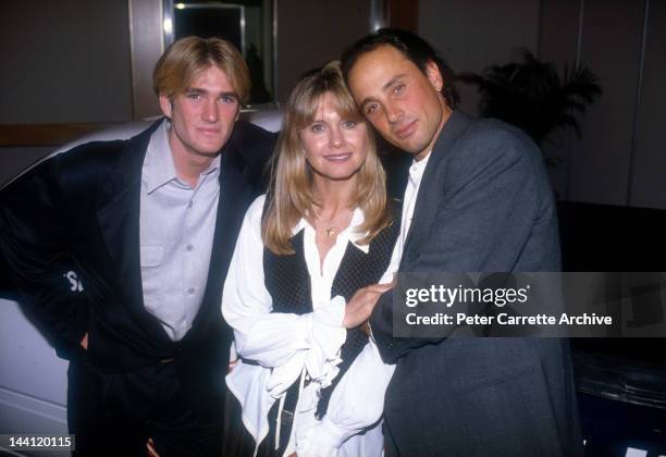 Australian actress and singer Olivia Newton-John with her nephew Emerson Newton-John and husband Matt Lattanzi at a fundaising event for cyclist...