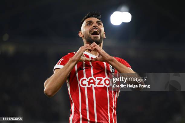 Vincenzo Grifo of Freiburg celebrates after scoring his team's third goal during the Bundesliga match between Sport-Club Freiburg and 1. FC Union...